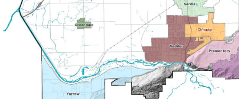 Greendale shown on Map of Chilliwack