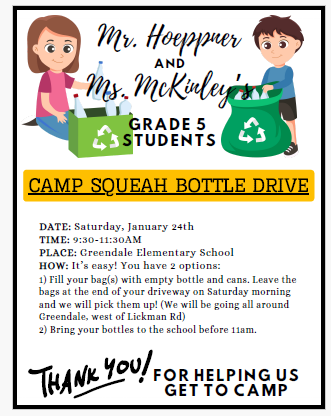 Flyer for Bottle Drive with details